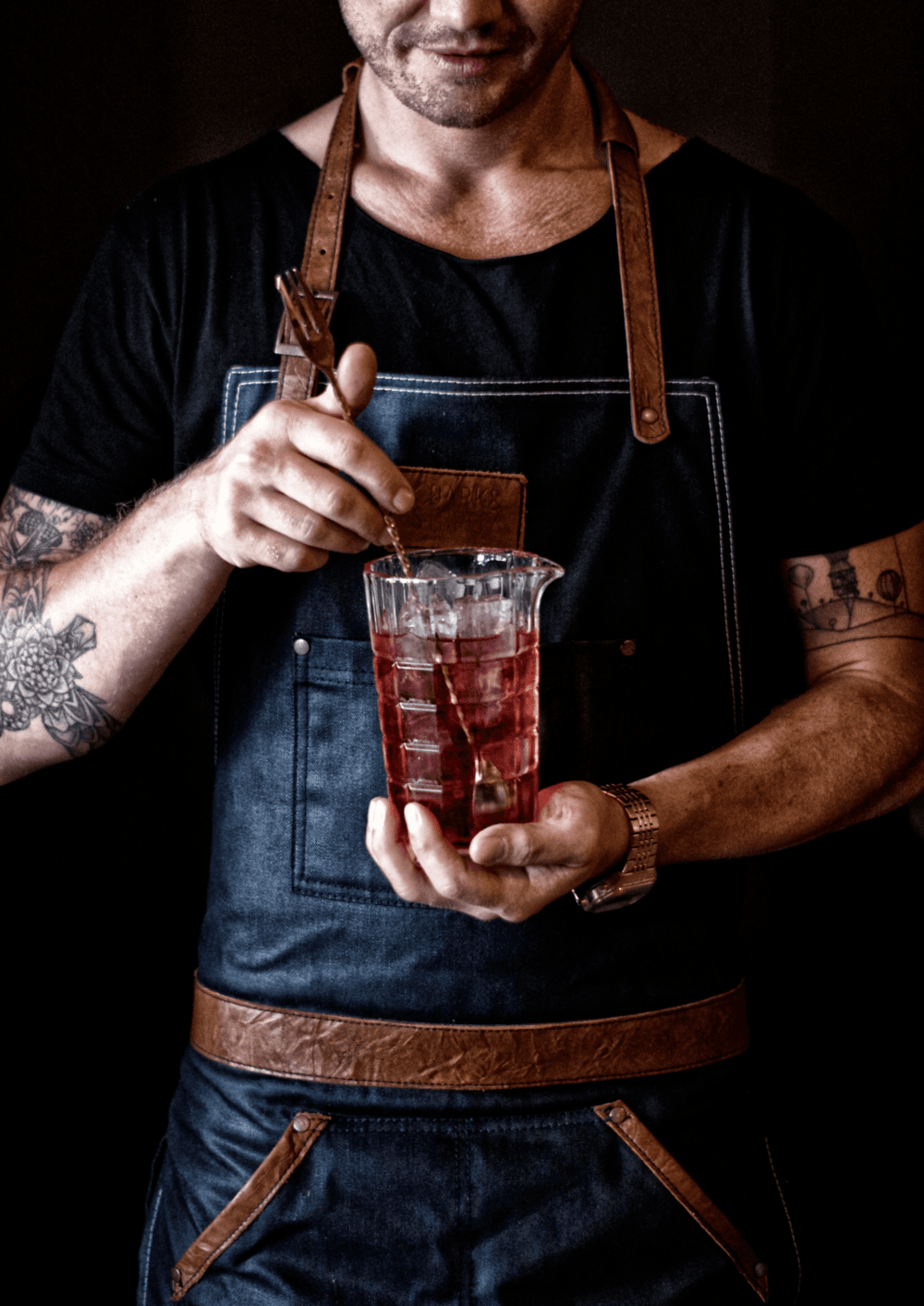 Bartender mixing